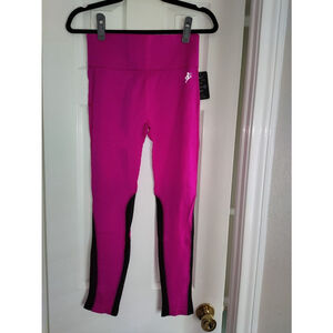 NWT Yoga Active Leggings Women's Large - XL Hot Pink Black Sheer Panels Otos